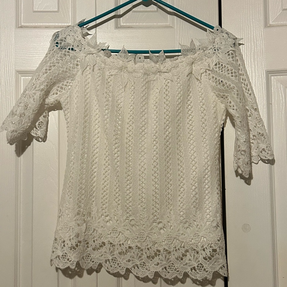 Elegant White Lace Off-Shoulder Top